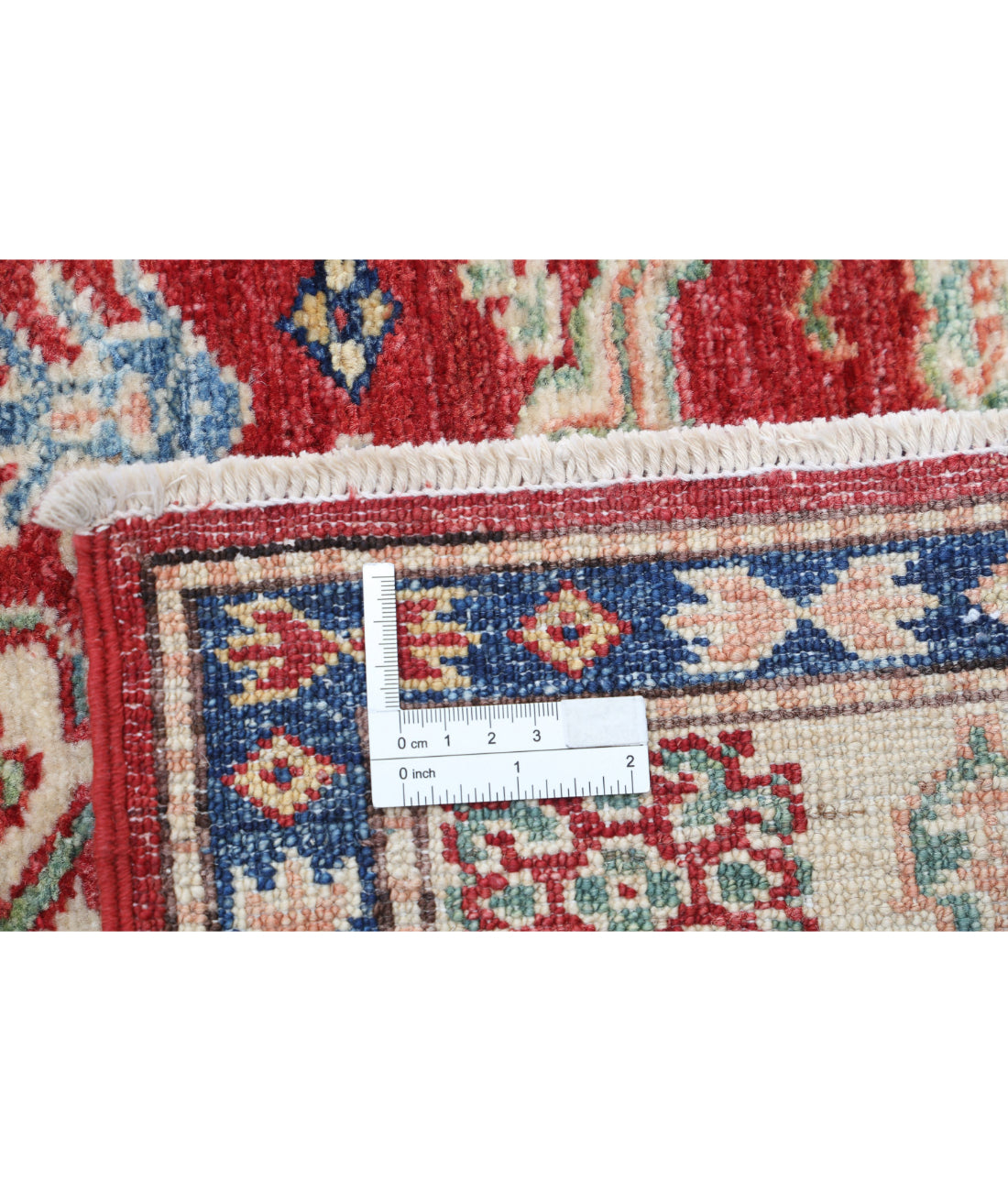 Kazak 2'9'' X 4'2'' Hand-Knotted Wool Rug 2'9'' x 4'2'' (83 X 125) / Red / Ivory