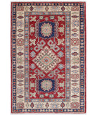 Kazak 2'9'' X 4'2'' Hand-Knotted Wool Rug 2'9'' x 4'2'' (83 X 125) / Red / Ivory