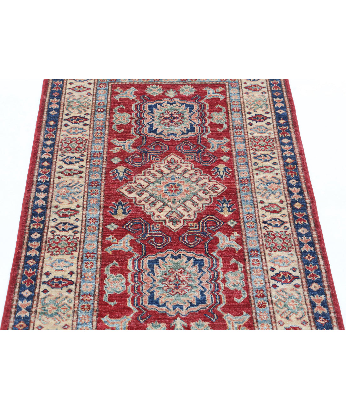 Kazak 2'7'' X 4'0'' Hand-Knotted Wool Rug 2'7'' x 4'0'' (78 X 120) / Red / Ivory