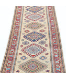 Kazak 2'4'' X 6'3'' Hand-Knotted Wool Rug 2'4'' x 6'3'' (70 X 188) / Ivory / Red