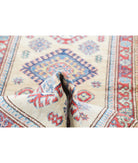 Kazak 2'4'' X 6'3'' Hand-Knotted Wool Rug 2'4'' x 6'3'' (70 X 188) / Ivory / Red