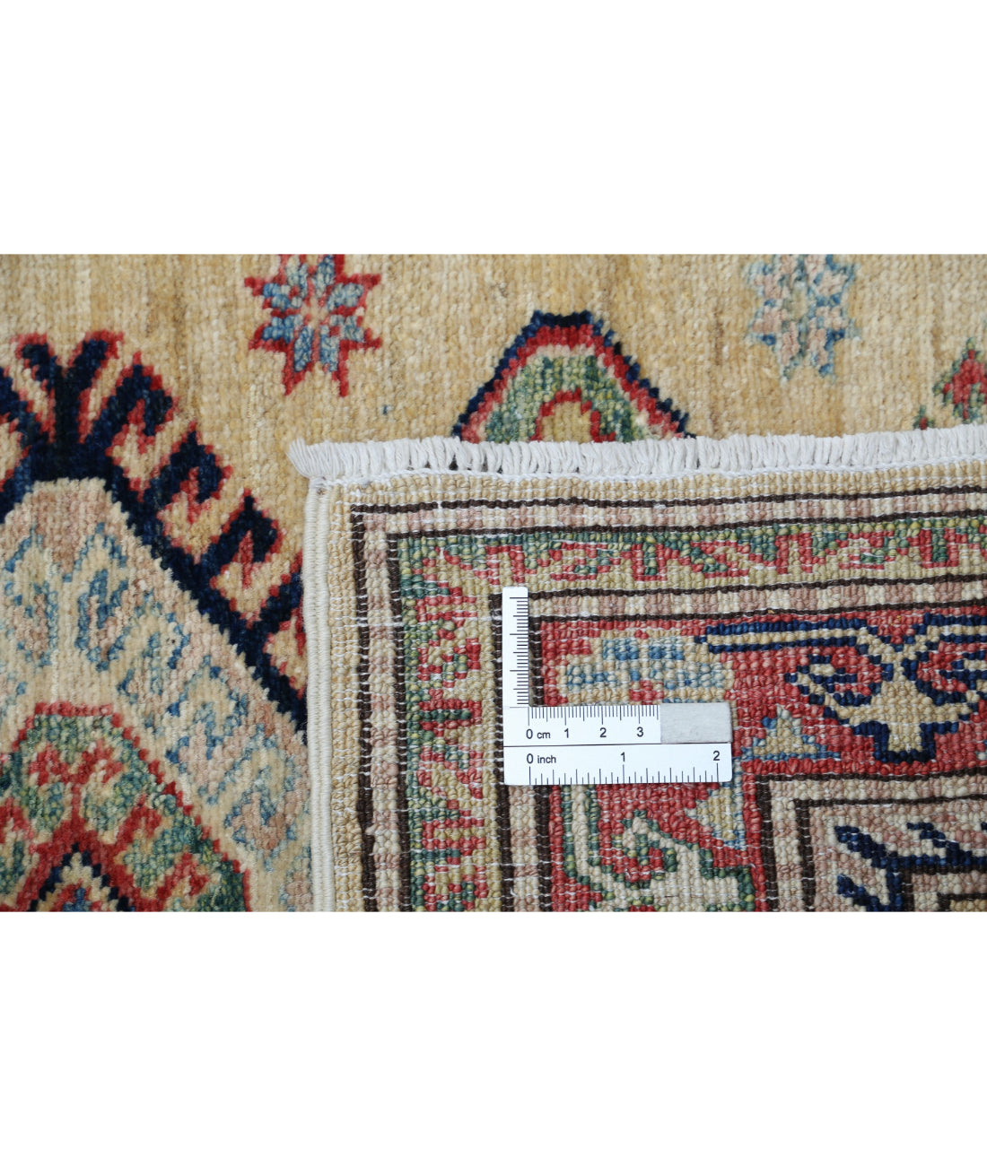 Kazak 2'6'' X 6'4'' Hand-Knotted Wool Rug 2'6'' x 6'4'' (75 X 190) / Gold / Red