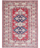 Kazak 5'0'' X 6'7'' Hand-Knotted Wool Rug 5'0'' x 6'7'' (150 X 198) / Red / Ivory