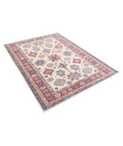 Kazak 4'9'' X 6'3'' Hand-Knotted Wool Rug 4'9'' x 6'3'' (143 X 188) / Ivory / Red