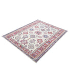 Kazak 4'9'' X 6'3'' Hand-Knotted Wool Rug 4'9'' x 6'3'' (143 X 188) / Ivory / Red