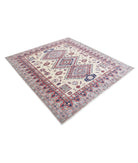 Kazak 6'1'' X 6'6'' Hand-Knotted Wool Rug 6'1'' x 6'6'' (183 X 195) / Ivory / Red