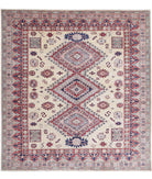 Kazak 6'1'' X 6'6'' Hand-Knotted Wool Rug 6'1'' x 6'6'' (183 X 195) / Ivory / Red