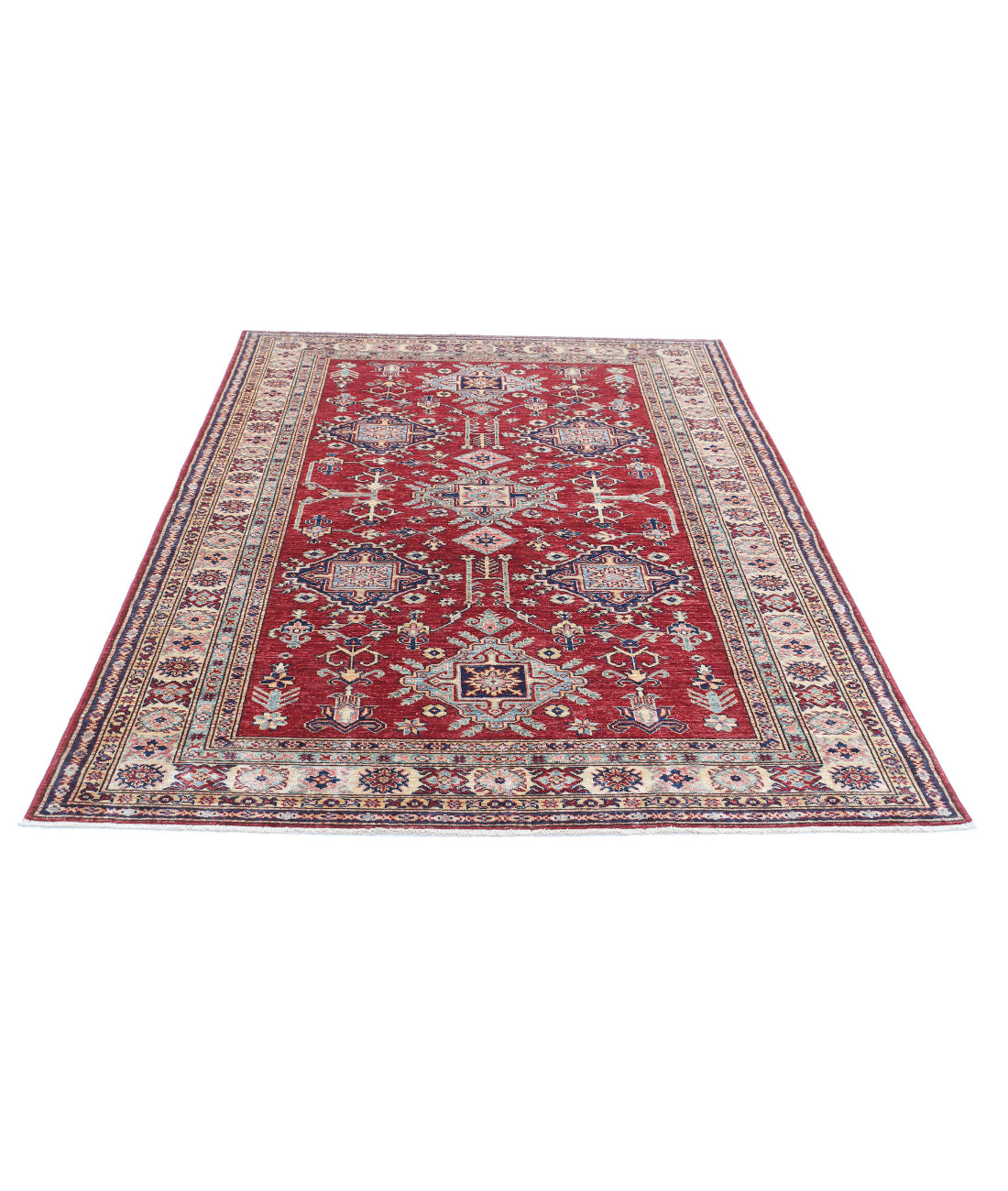 Kazak 5'8'' X 7'8'' Hand-Knotted Wool Rug 5'8'' x 7'8'' (170 X 230) / Red / Ivory