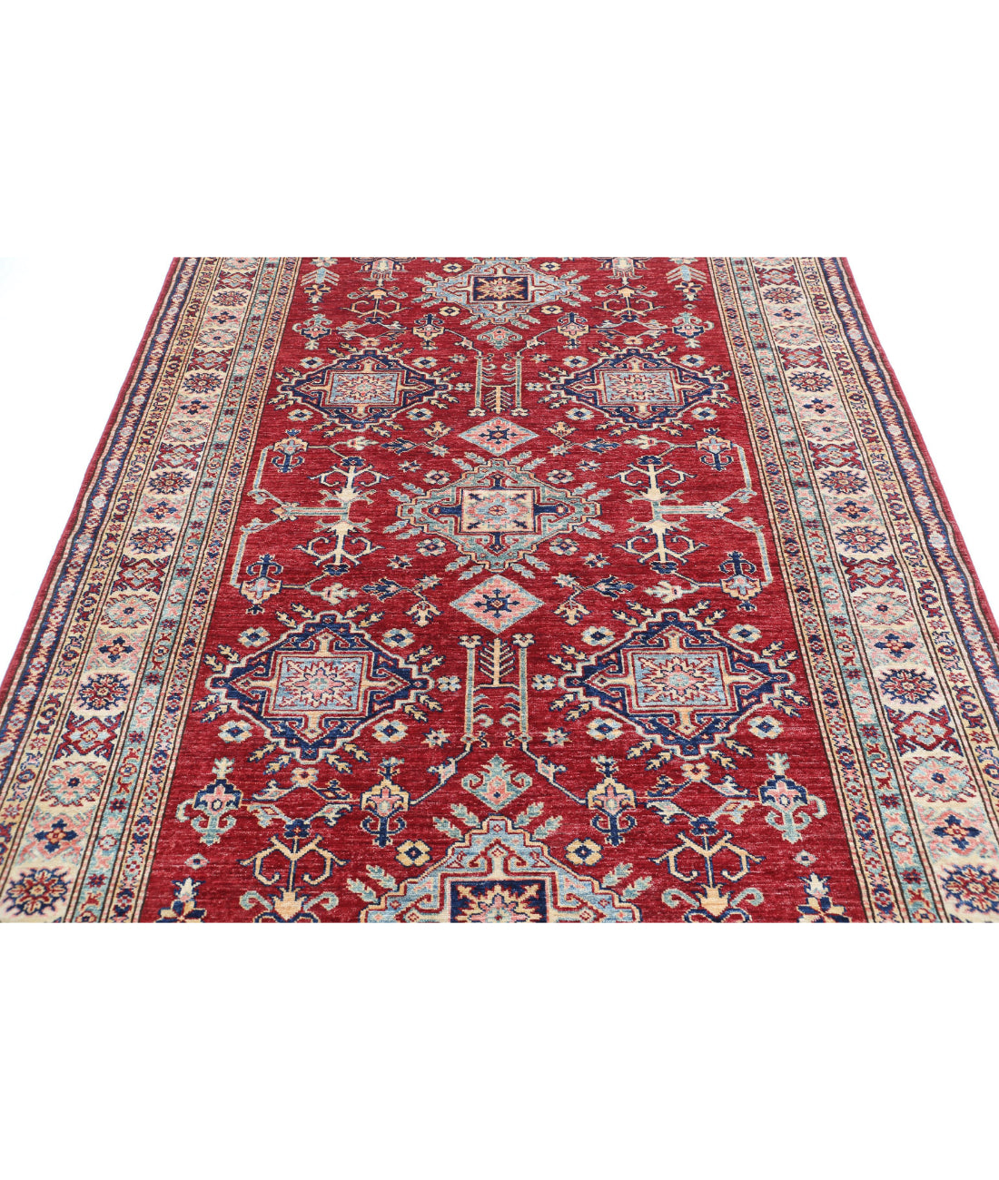 Kazak 5'8'' X 7'8'' Hand-Knotted Wool Rug 5'8'' x 7'8'' (170 X 230) / Red / Ivory