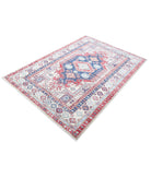 Kazak 4'8'' X 6'8'' Hand-Knotted Wool Rug 4'8'' x 6'8'' (140 X 200) / Blue / Ivory