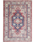 Kazak 4'8'' X 6'8'' Hand-Knotted Wool Rug 4'8'' x 6'8'' (140 X 200) / Blue / Ivory