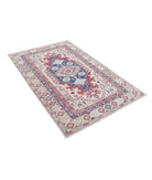 Kazak 4'0'' X 6'2'' Hand-Knotted Wool Rug 4'0'' x 6'2'' (120 X 185) / Ivory / Red