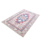 Kazak 4'0'' X 6'2'' Hand-Knotted Wool Rug 4'0'' x 6'2'' (120 X 185) / Ivory / Red