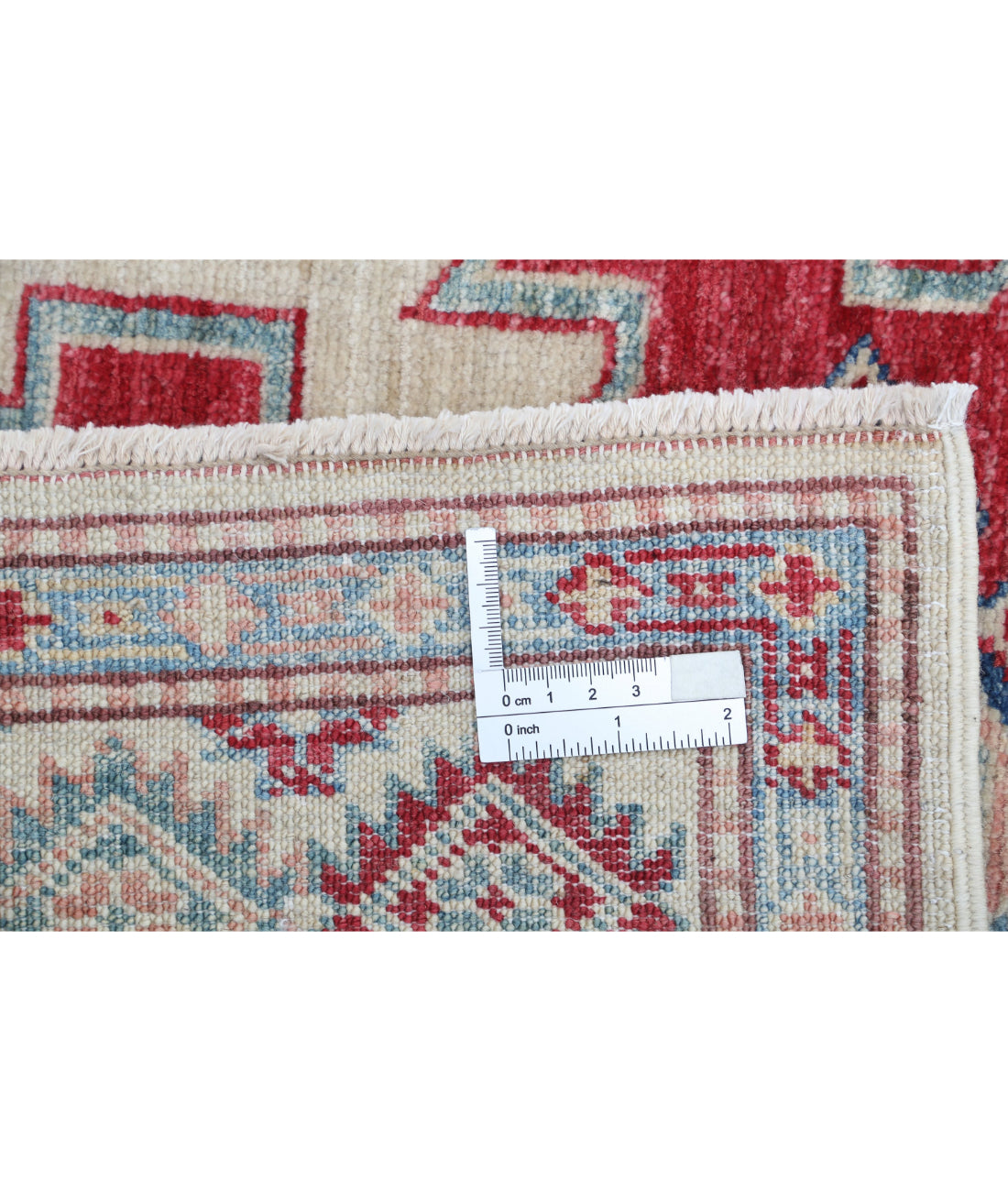 Kazak 4'0'' X 6'2'' Hand-Knotted Wool Rug 4'0'' x 6'2'' (120 X 185) / Ivory / Red