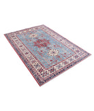 Kazak 4'9'' X 6'5'' Hand-Knotted Wool Rug 4'9'' x 6'5'' (143 X 193) / Blue / Ivory