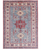 Kazak 4'9'' X 6'5'' Hand-Knotted Wool Rug 4'9'' x 6'5'' (143 X 193) / Blue / Ivory