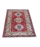 Kazak 2'9'' X 4'0'' Hand-Knotted Wool Rug 2'9'' x 4'0'' (83 X 120) / Red / Ivory