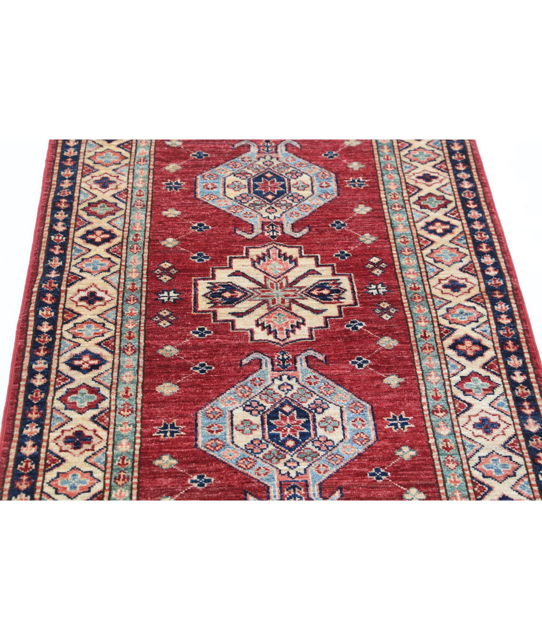 Kazak 2'9'' X 4'0'' Hand-Knotted Wool Rug 2'9'' x 4'0'' (83 X 120) / Red / Ivory