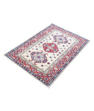 Kazak 2'10'' X 4'0'' Hand-Knotted Wool Rug 2'10'' x 4'0'' (85 X 120) / Ivory / Red