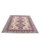 Kazak 6'2'' X 6'8'' Hand-Knotted Wool Rug 6'2'' x 6'8'' (185 X 200) / Ivory / Red