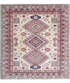 Kazak 6'2'' X 6'8'' Hand-Knotted Wool Rug 6'2'' x 6'8'' (185 X 200) / Ivory / Red