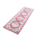 Kazak 2'1'' X 6'6'' Hand-Knotted Wool Rug 2'1'' x 6'6'' (63 X 195) / Red / Ivory