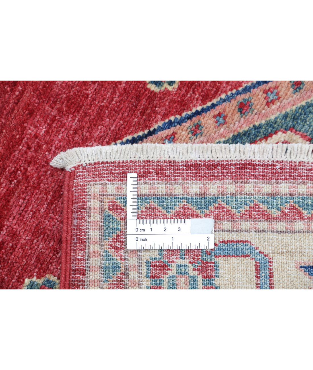 Kazak 2'1'' X 6'6'' Hand-Knotted Wool Rug 2'1'' x 6'6'' (63 X 195) / Red / Ivory