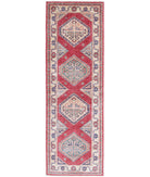 Kazak 2'1'' X 6'6'' Hand-Knotted Wool Rug 2'1'' x 6'6'' (63 X 195) / Red / Ivory