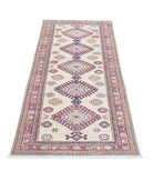 Kazak 2'7'' X 6'5'' Hand-Knotted Wool Rug 2'7'' x 6'5'' (78 X 193) / Ivory / Red