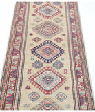 Kazak 2'4'' X 6'10'' Hand-Knotted Wool Rug 2'4'' x 6'10'' (70 X 205) / Beige / Red