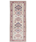 Kazak 2'4'' X 6'10'' Hand-Knotted Wool Rug 2'4'' x 6'10'' (70 X 205) / Beige / Red