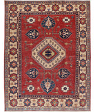 Kazak 5'0'' X 6'4'' Hand-Knotted Wool Rug 5'0'' x 6'4'' (150 X 190) / Red / Ivory