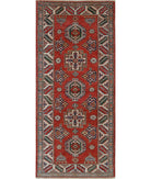 Kazak 2'7'' X 5'10'' Hand-Knotted Wool Rug 2'7'' x 5'10'' (78 X 175) / Red / Ivory