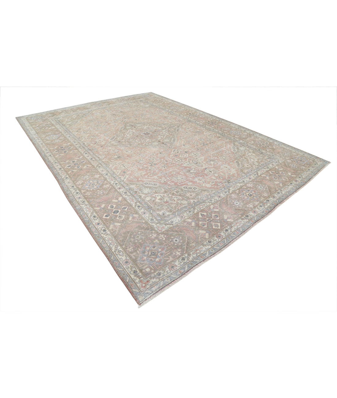 Tabriz 9'4'' X 13'0'' Hand-Knotted Wool Rug 9'4'' x 13'0'' (280 X 390) / Pink / Grey