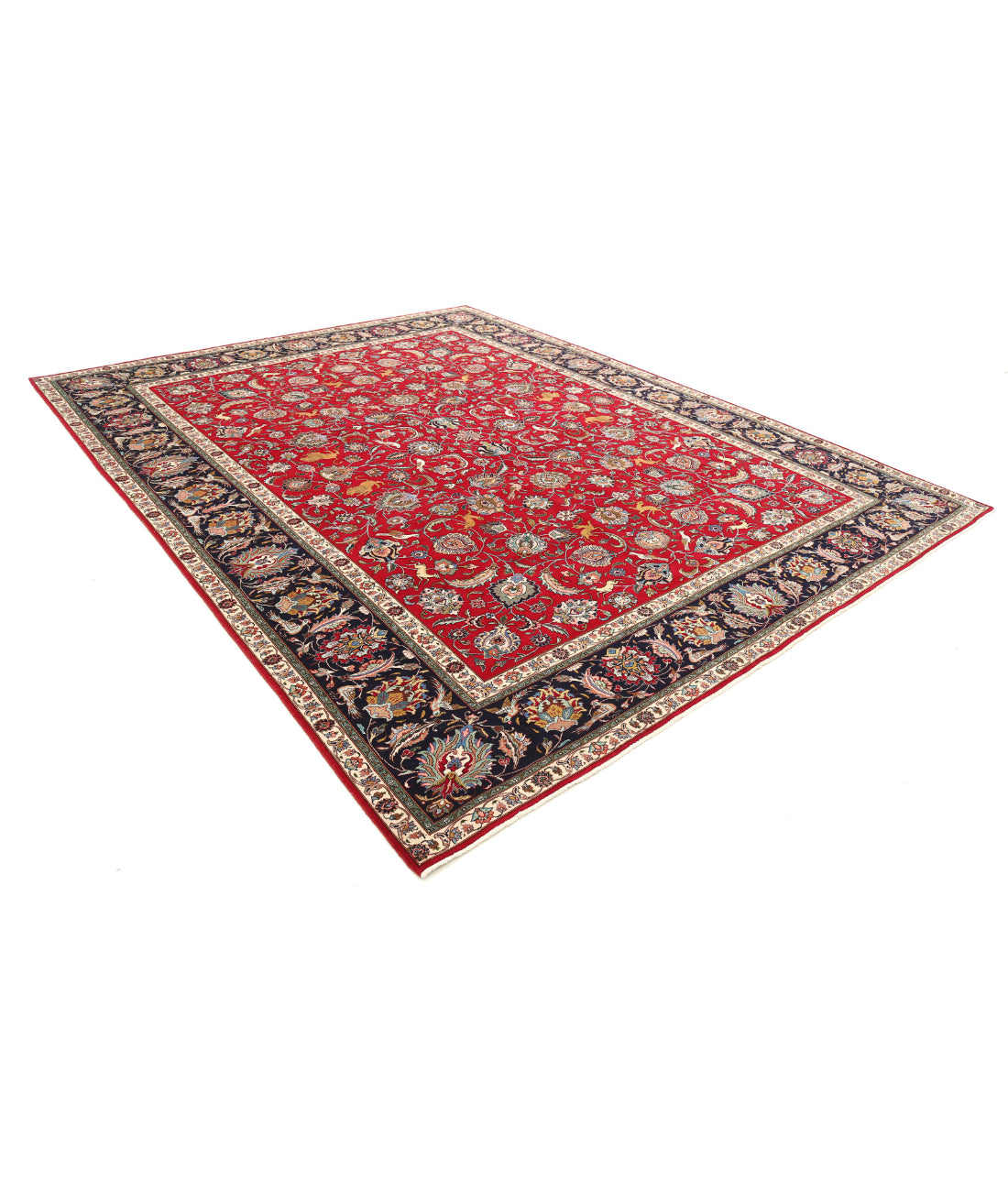 Tabriz 9'9'' X 12'4'' Hand-Knotted Wool Rug 9'9'' x 12'4'' (293 X 370) / Burgundy / Blue