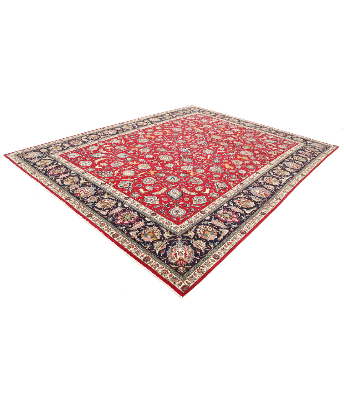 Tabriz 9'9'' X 12'4'' Hand-Knotted Wool Rug 9'9'' x 12'4'' (293 X 370) / Burgundy / Blue