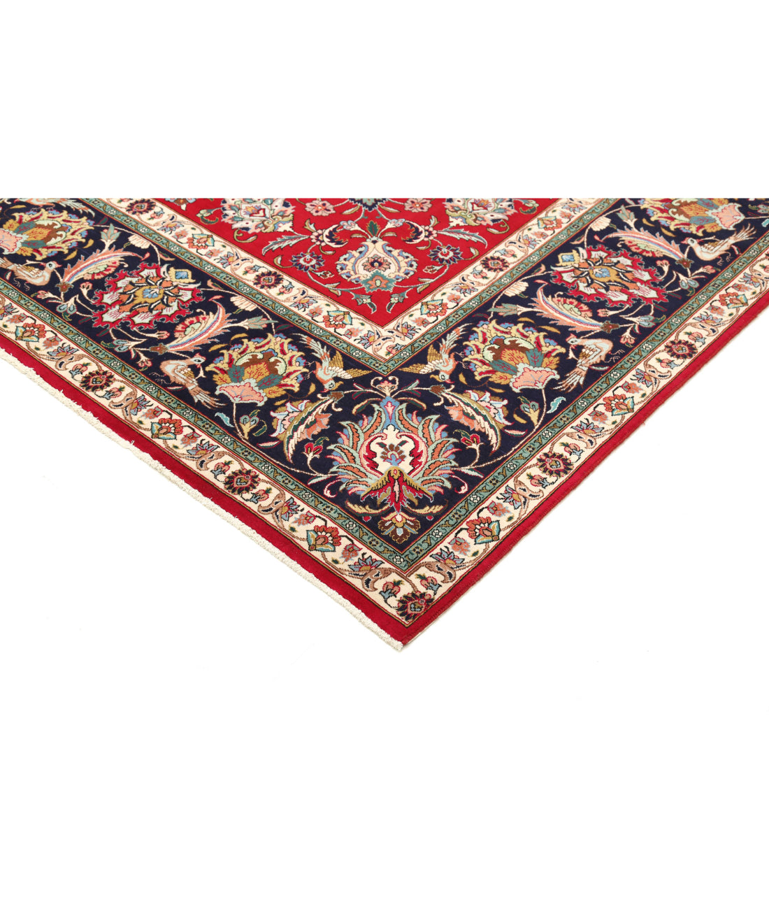 Tabriz 9'9'' X 12'4'' Hand-Knotted Wool Rug 9'9'' x 12'4'' (293 X 370) / Burgundy / Blue