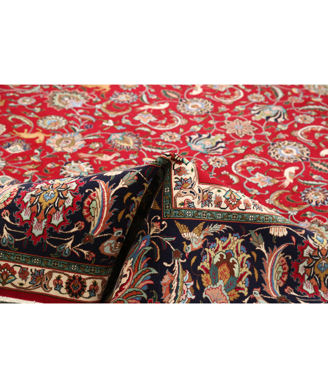 Tabriz 9'9'' X 12'4'' Hand-Knotted Wool Rug 9'9'' x 12'4'' (293 X 370) / Burgundy / Blue