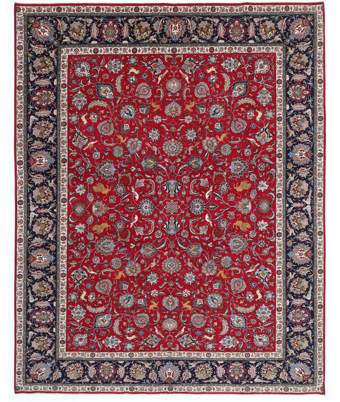 Tabriz 9'9'' X 12'4'' Hand-Knotted Wool Rug 9'9'' x 12'4'' (293 X 370) / Burgundy / Blue