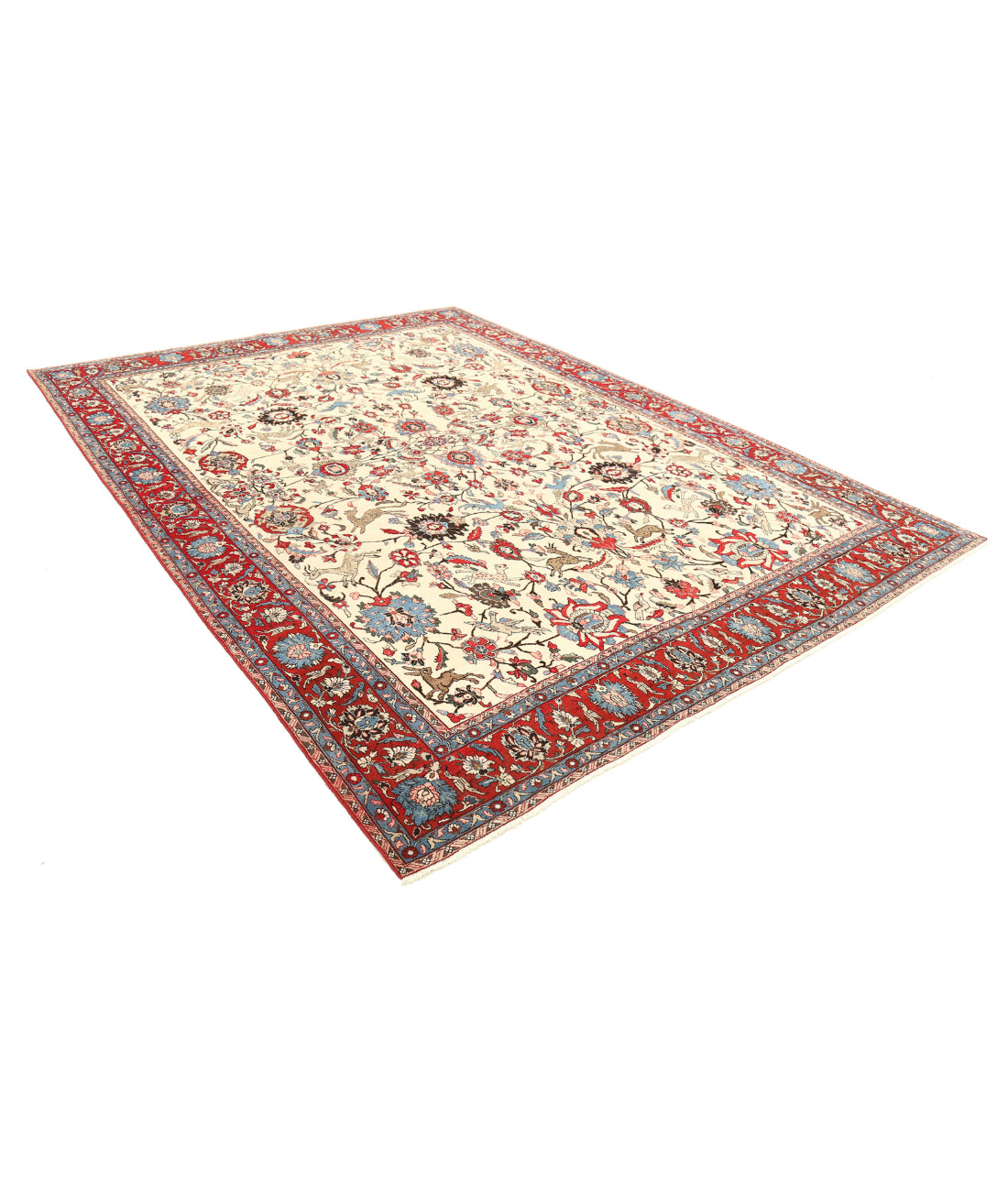 Tabriz 8'9'' X 11'10'' Hand-Knotted Wool Rug 8'9'' x 11'10'' (263 X 355) / Ivory / Red