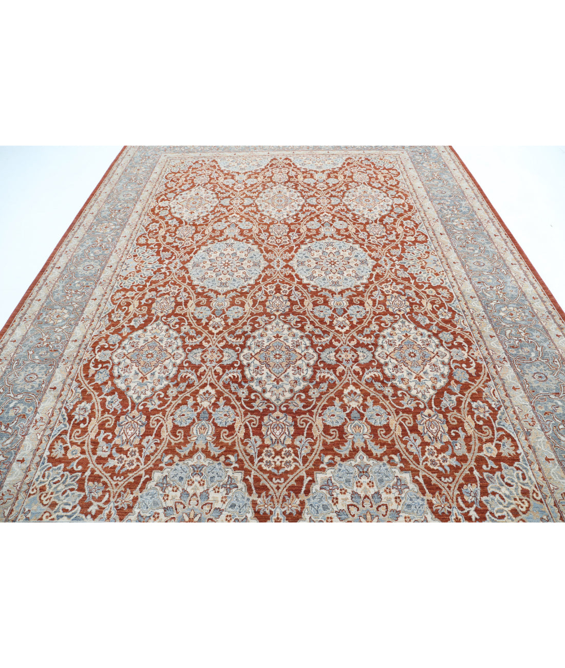 Tabriz 8'11'' X 12'1'' Hand-Knotted Wool Rug 8'11'' x 12'1'' (268 X 363) / Red / Blue