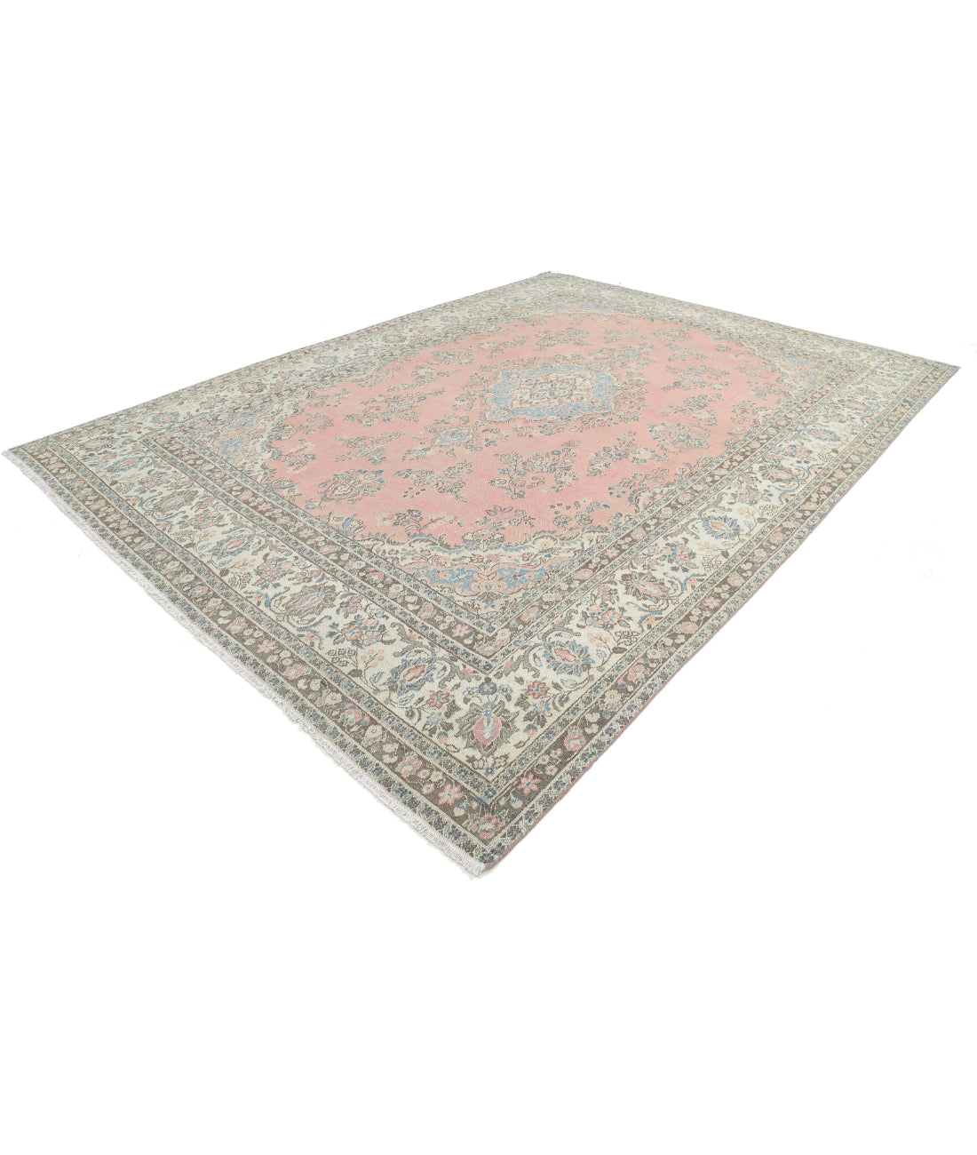 Tabriz 10'0'' X 13'8'' Hand-Knotted Wool Rug 10'0'' x 13'8'' (300 X 410) / Pink / Ivory