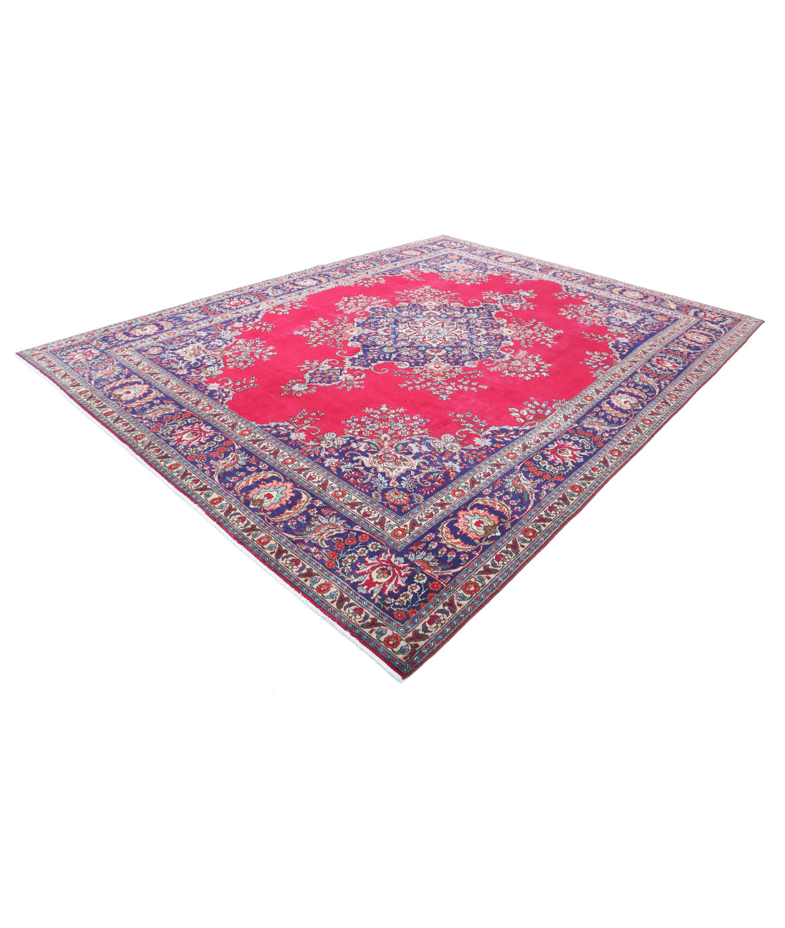 Tabriz 9'11'' X 13'3'' Hand-Knotted Wool Rug 9'11'' x 13'3'' (298 X 398) / Red / Blue