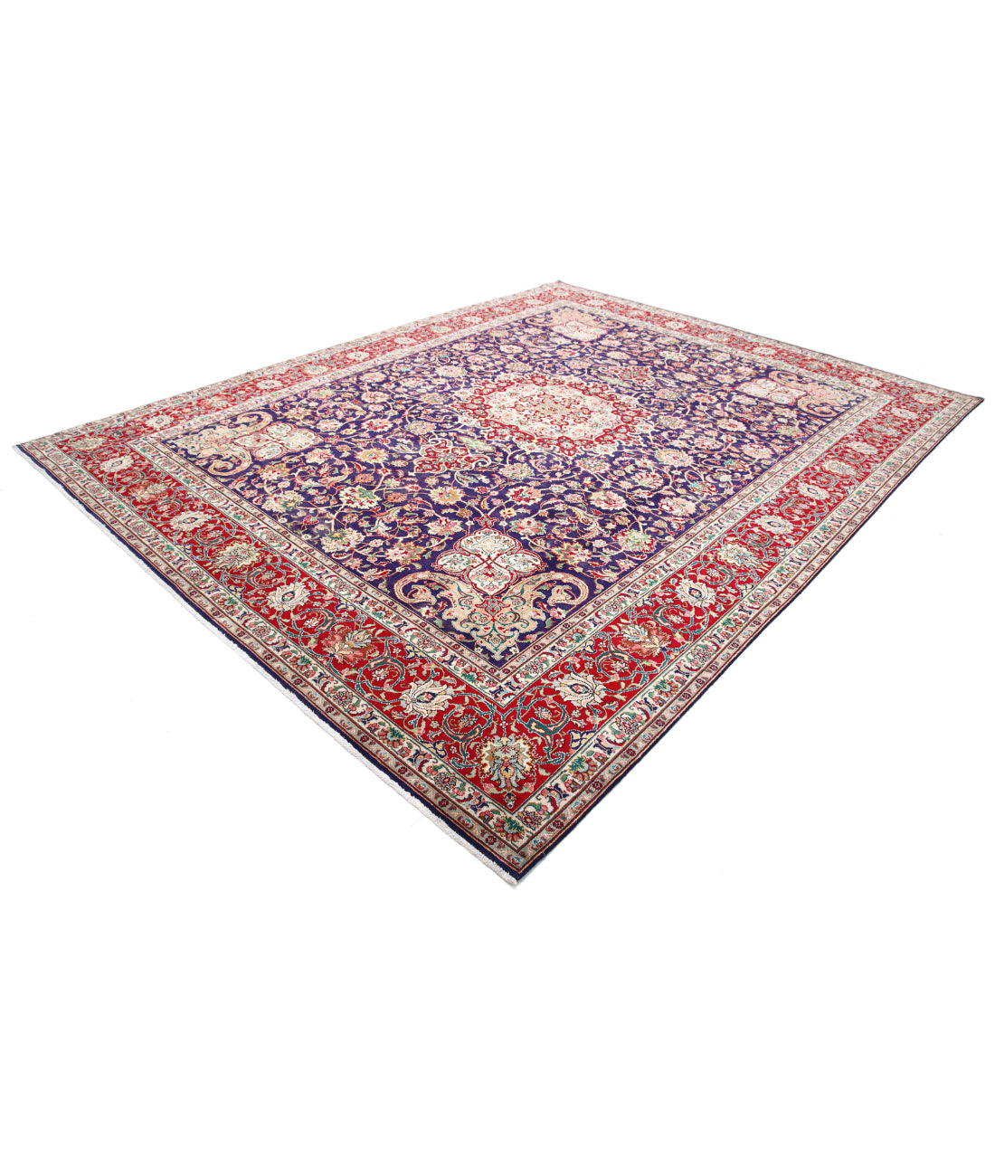 Tabriz 9'10'' X 12'9'' Hand-Knotted Wool Rug 9'10'' x 12'9'' (295 X 383) / Blue / Red