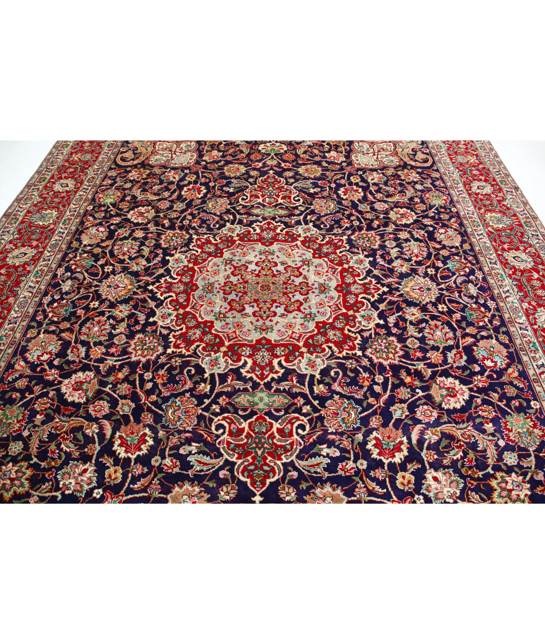 Tabriz 9'10'' X 12'9'' Hand-Knotted Wool Rug 9'10'' x 12'9'' (295 X 383) / Blue / Red