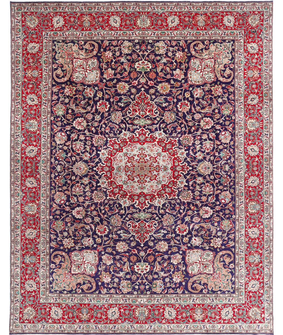 Tabriz 9'10'' X 12'9'' Hand-Knotted Wool Rug 9'10'' x 12'9'' (295 X 383) / Blue / Red