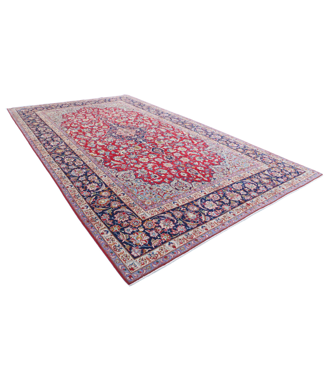 Tabriz 9'7'' X 16'1'' Hand-Knotted Wool Rug 9'7'' x 16'1'' (288 X 483) / Red / Blue