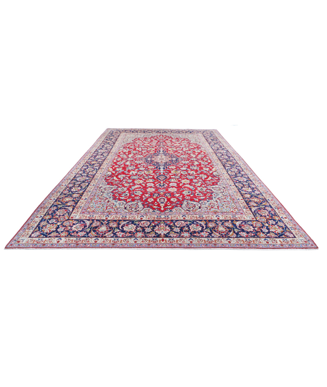 Tabriz 9'7'' X 16'1'' Hand-Knotted Wool Rug 9'7'' x 16'1'' (288 X 483) / Red / Blue