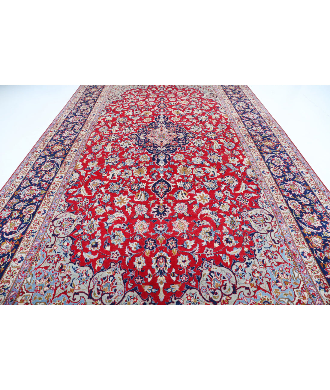 Tabriz 9'7'' X 16'1'' Hand-Knotted Wool Rug 9'7'' x 16'1'' (288 X 483) / Red / Blue