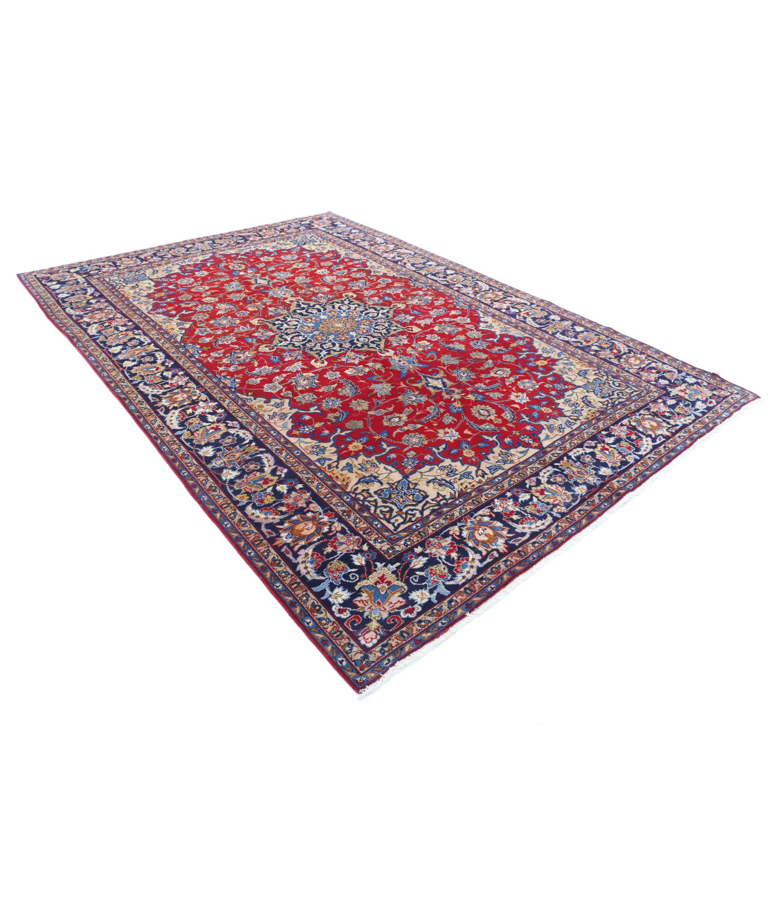 Tabriz 7'10'' X 11'1'' Hand-Knotted Wool Rug 7'10'' x 11'1'' (235 X 333) / Red / Blue